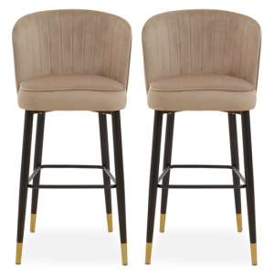 Vilest Upholstered Mink Velvet Bar Chairs In A Pair