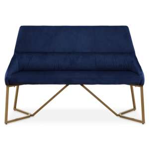 Vilest Upholstered Velvet Dining Bench In Midnight Blue