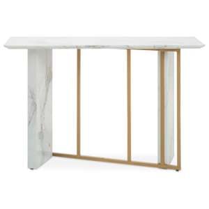 Vilest Wooden Console Table In White Marble Effect