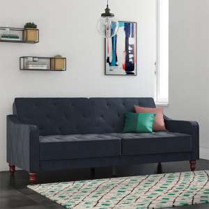 Vincenzo Tufted Futon Velvet Sofa Bed In Blue