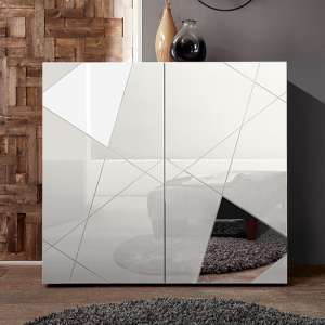 Viro High Gloss 2 Doors Sideboard In White