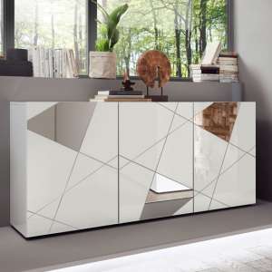 Viro High Gloss 3 Doors Sideboard In White