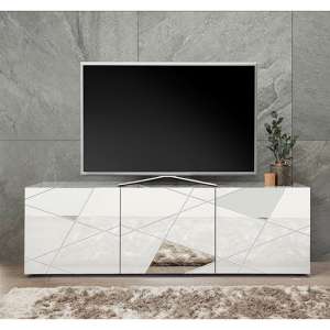 Viro High Gloss 3 Doors TV Stand In White