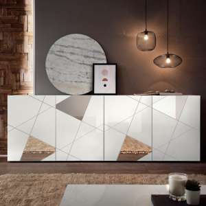Viro High Gloss 4 Doors Sideboard In White