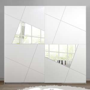 Viro Mirrored High Gloss Sliding Wardrobe In White