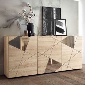 Viro Wooden 3 Doors Sideboard In Sonoma Oak