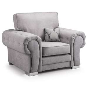 Virto Fullback Fabric Armchair In Silver And Grey