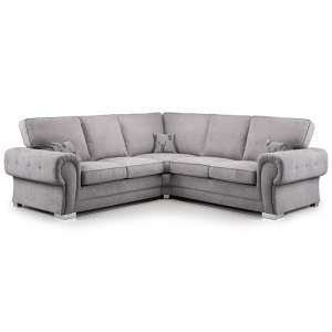 Virto Fullback Fabric Large Corner Sofa In Silver And Grey
