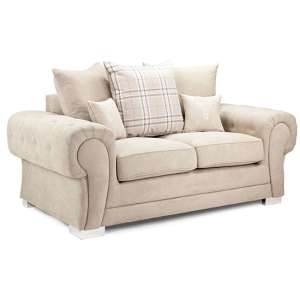 Virto Scatterback Fabric 2 Seater Sofa In Beige And Mink