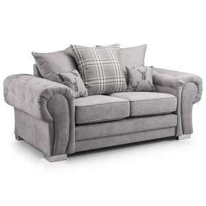 Virto Scatterback Fabric 2 Seater Sofa In Silver And Grey