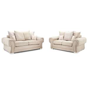 Virto Scatterback Fabric 3 Seater 2 Seater Sofa In Beige Mink