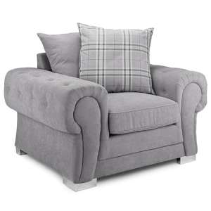 Virto Scatterback Fabric Armchair In Silver And Grey