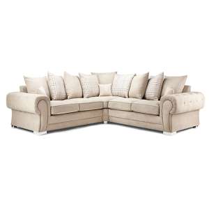 Virto Scatterback Fabric Large Corner Sofa In Beige And Mink