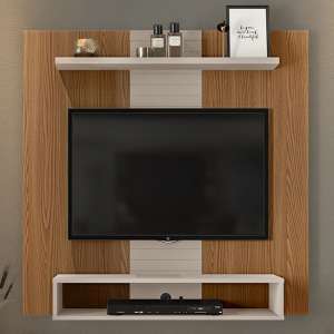 Vistoc Wall Entertainment Unit With Shelf In Oak And Grey