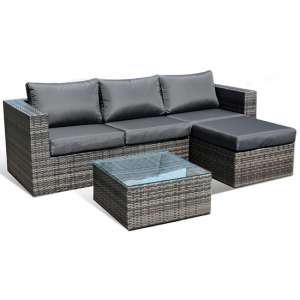 Vista Lounge Sofa Set With Coffee Table And Stool In Grey
