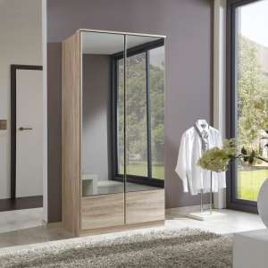 Vista Mirrored Wardrobe In Oak Effect With 2 Doors