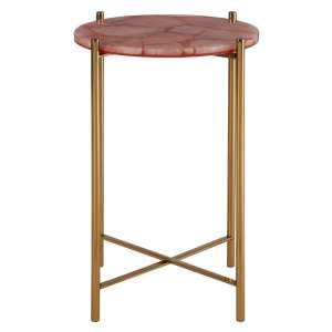 Sansuna Pink Quartz Side Table With Metal Base    