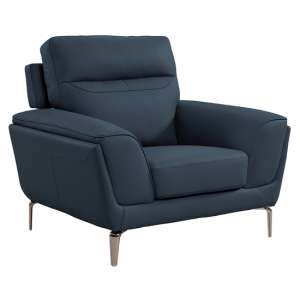 Vitalia Fixed Leather 1 Seater Sofa In Indigo