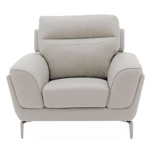 Vitalia Fixed Leather 1 Seater Sofa In Light Grey
