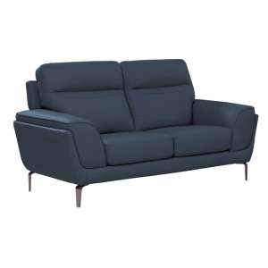 Vitalia Fixed Leather 2 Seater Sofa In Indigo