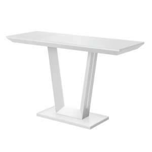 Vioti Glass And Wooden Console Table In Matt White