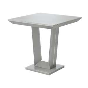Vioti Glass And Wooden Side Table In Matt Grey
