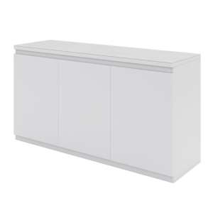 Vioti Glass And Wooden Sideboard In Matt White With 3 Doors