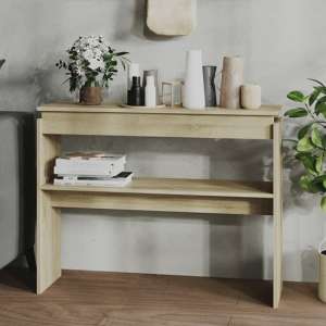 Vivica Wooden Console Table With Undershelf In Sonoma Oak
