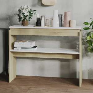 Vivica Wooden Console Table With Undershelf In White Sonoma Oak