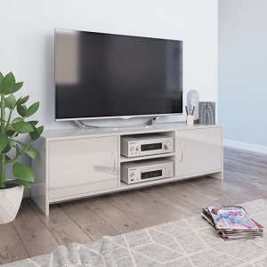 Vlora High Gloss TV Stand With 2 Doors In White
