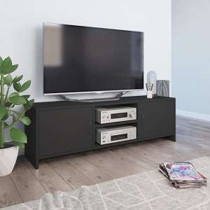Vlora Wooden TV Stand With 2 Doors In Grey