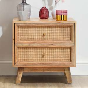 Vlore Wooden Bedside Cabinet With 2 Drawers In Natural