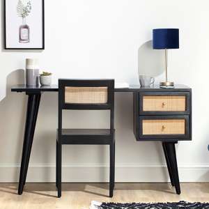 Vlore Wooden Computer Desk With 2 Drawers In Black