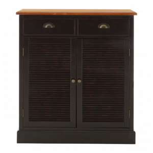 Vorgo Wooden Storage Cabinet With 2 Doors 2 Drawers In Black