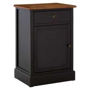 Vorgo Wooden Bedside Cabinet With 1 Door And 1 Drawer In Black