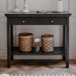Votex Wooden Console Table With 2 Drawers In Anthracite