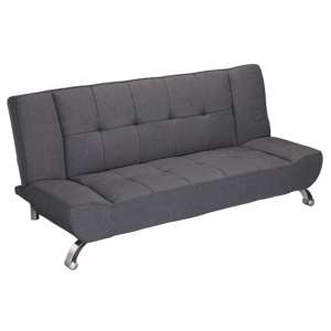 Vougesta Linen Fabric Sofa Bed In Black With Curved Chrome Legs
