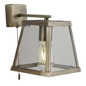 Voyager Clear Glass Wall Light In Antique Brass