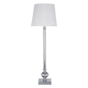 Vrusla White Fabric Shade Table Lamp With Chrome Base
