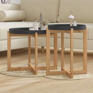 Wabana Set Of 2 Wooden Coffee Table In Black And Natural