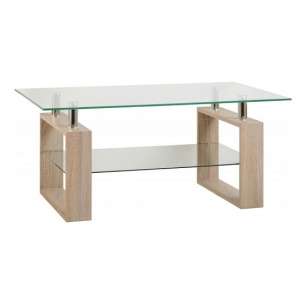 Medrano Clear Glass Coffee Table With Sonoma Oak Legs