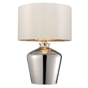 Waldorf Ivory Fabric Table Lamp In Chrome Glass Base
