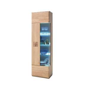 Wales Left Display Cabinet In Bianco Oak With 1 Door And LED