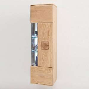 Wales Wall Mounted Display Cabinet In Bianco Oak With LED