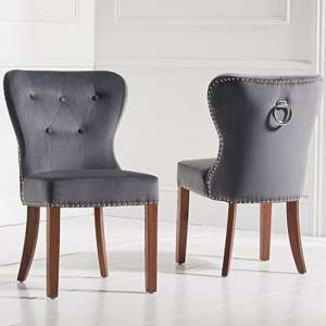 Wallace Grey Plush Fabric Dining Chairs In A Pair