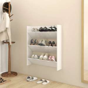 Walpi High Gloss Wall Shoe Storage Rack In White