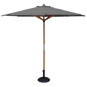Walsall Grey Polyester Parasol With Wooden Pole And Base
