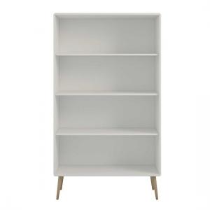 Softline Wide Wooden Bookcase In Off White With 3 Shelves