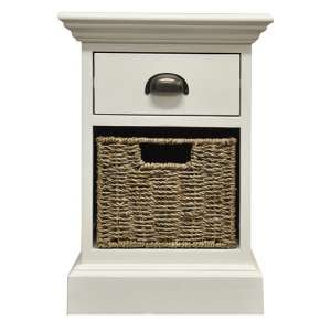Wantagh 1 Drawer And 1 Basket Side Table In Antique White