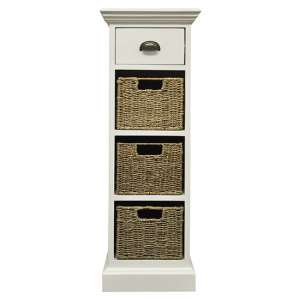 Wantagh 1 Drawer And 3 Baskets Side Table In Antique White